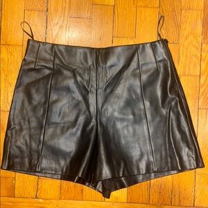 Zara Black Leather Women's Shorts